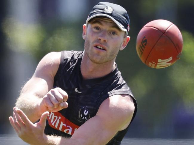 NCA. MELBOURNE, AUSTRALIA. 11th November 2024. AFL.  Collingwood training at Olympic Park .  Tom Mitchell of the Magpies  on the first official day back for the 1-4 year players .  Picture: Michael Klein