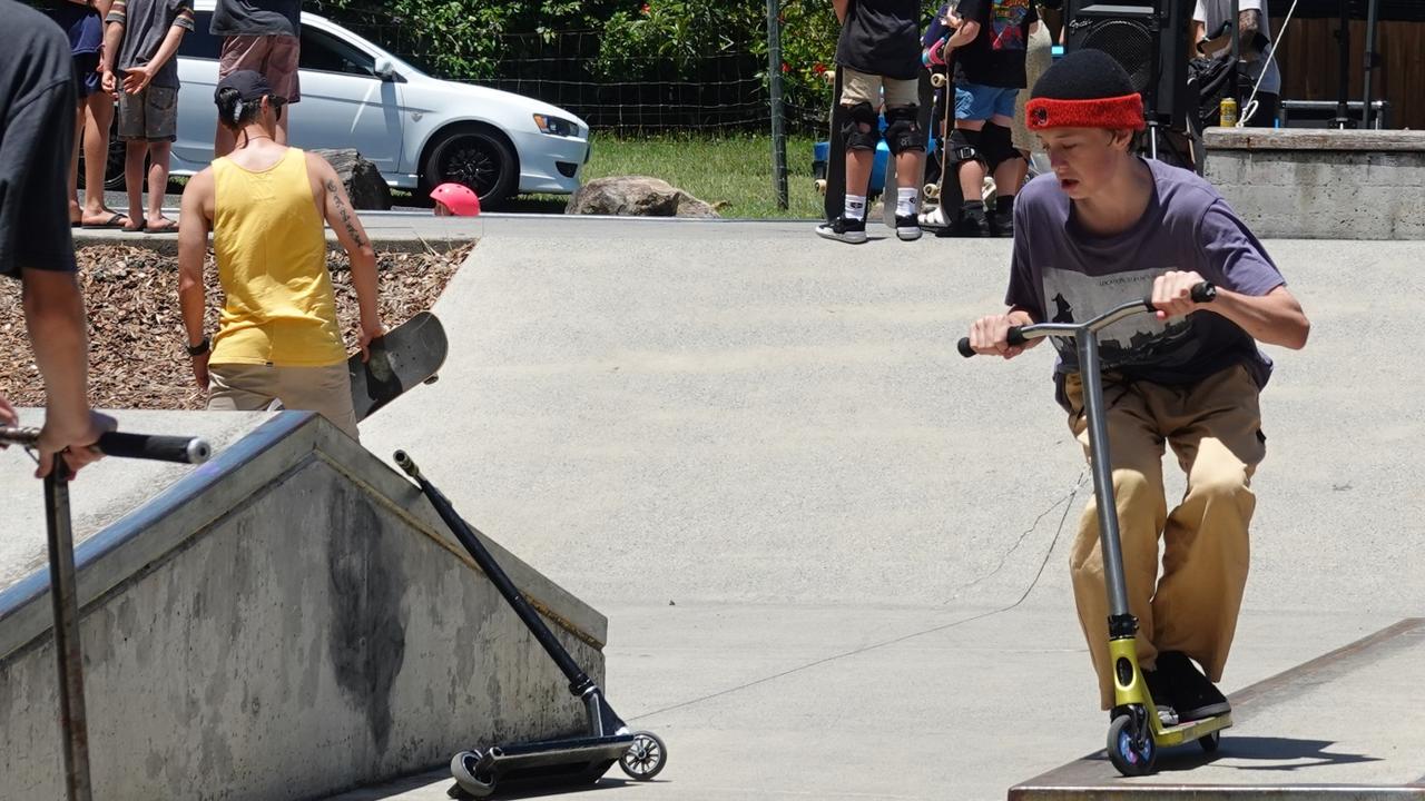 Skateboarding comp warm-up. Picture: Chris Knight