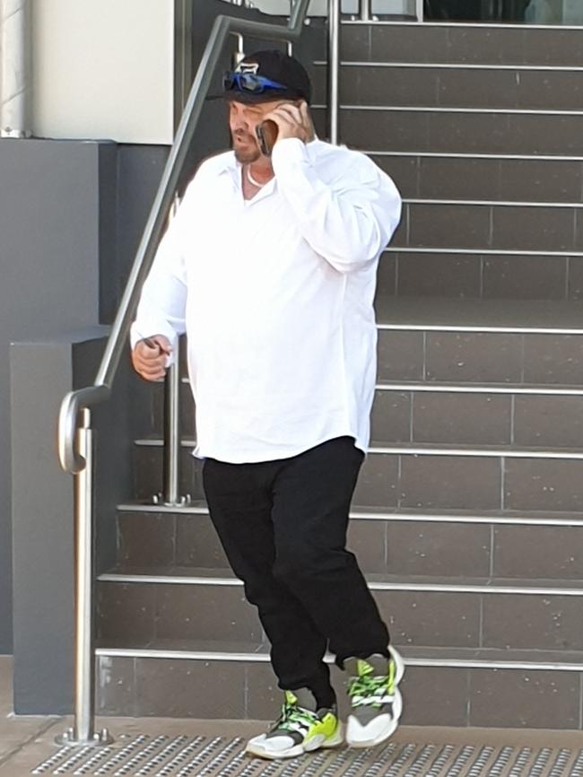 Alleged attempted murder victim Raymond Jarvis leaving the Rockhampton courthouse during the lunchbreak on day one of the trial of his accused attacker Daniel John Shields.