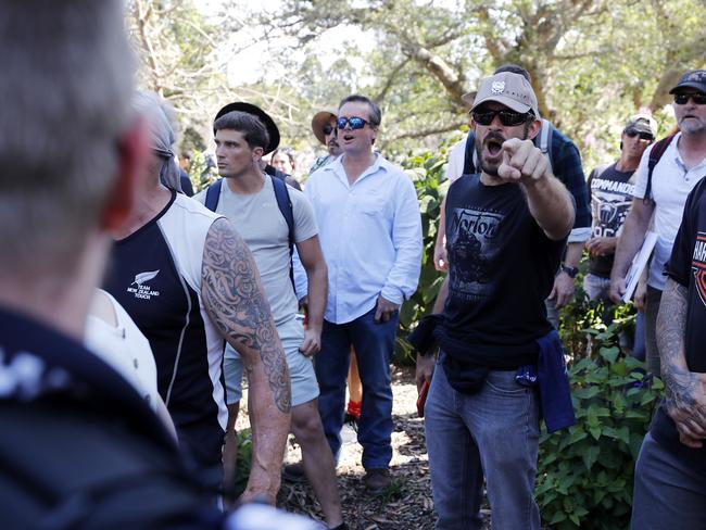 A man yells at police at the rally. Picture: NCA NewsWire / Josh Woning