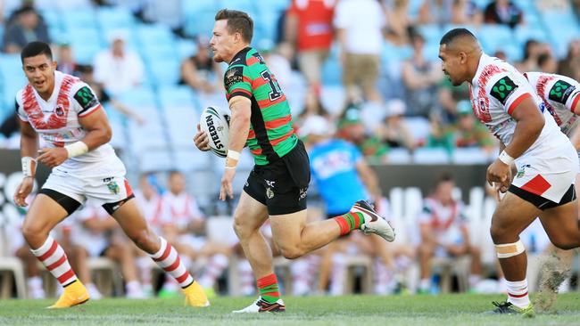 Damien Cook finds some space for Souths during the South Sydney Rabbitohs v St George Illawarra Dragons Charity Shield game at ANZ Stadium. pic Mark Evans