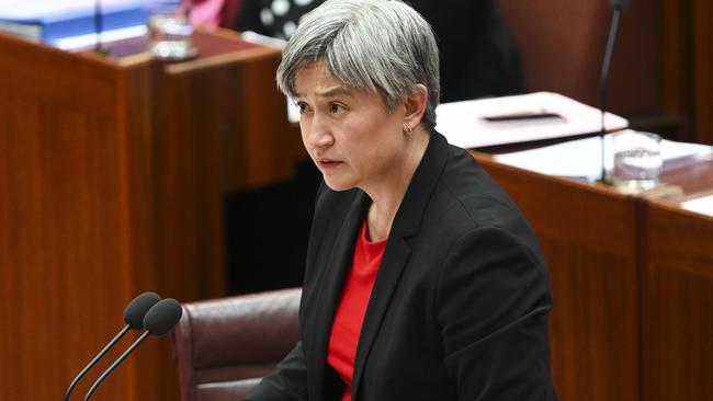 Foreign Minister Penny Wong will address a vigil in support of the Israeli community in Adelaide on Sunday. Picture: NCA NewsWire / Martin Ollman