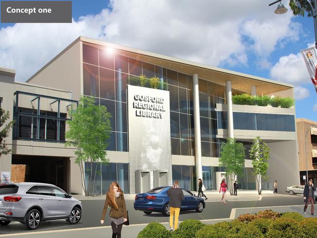 Gosford Regional Library concept plan one is for a three storey building.