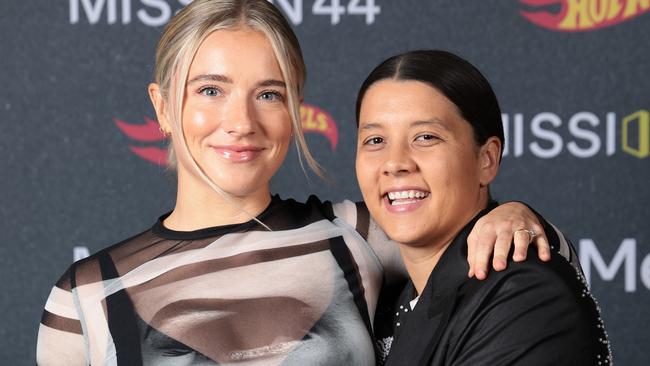 LONDON, ENGLAND - NOVEMBER 06: Kristie Mewis and Sam Kerr attend the Reimagining The Future Gala Dinner for Lewis Hamilton's Charitable Foundation, Mission 44 at The Design Museum on November 06, 2024 in London, England. (Photo by Shane Anthony Sinclair/Getty Images for Mission 44)