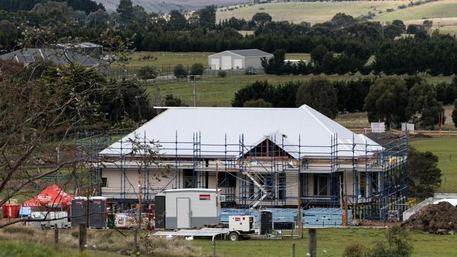 It’s scaffold city on The Block site. Picture: David Geraghty.