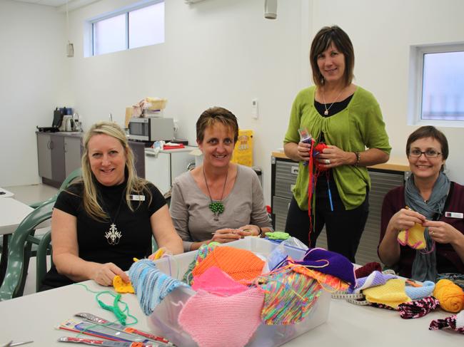 HAVING A YARN: Karina Devine, Michelle Hanigan, Amanda Hoffman and Loretta Grayson prepare for Jumpers and Jazz in July. Photo Georja Ryan / Warwick Daily News