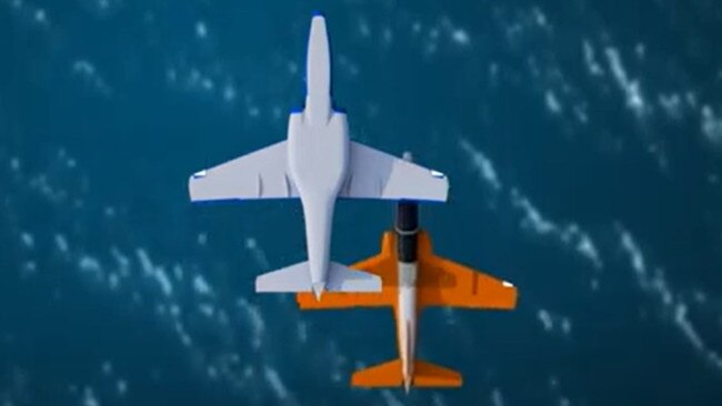 Viper 2 (orange) begins moving beneath an inverted Viper 1. Picture: ATSB