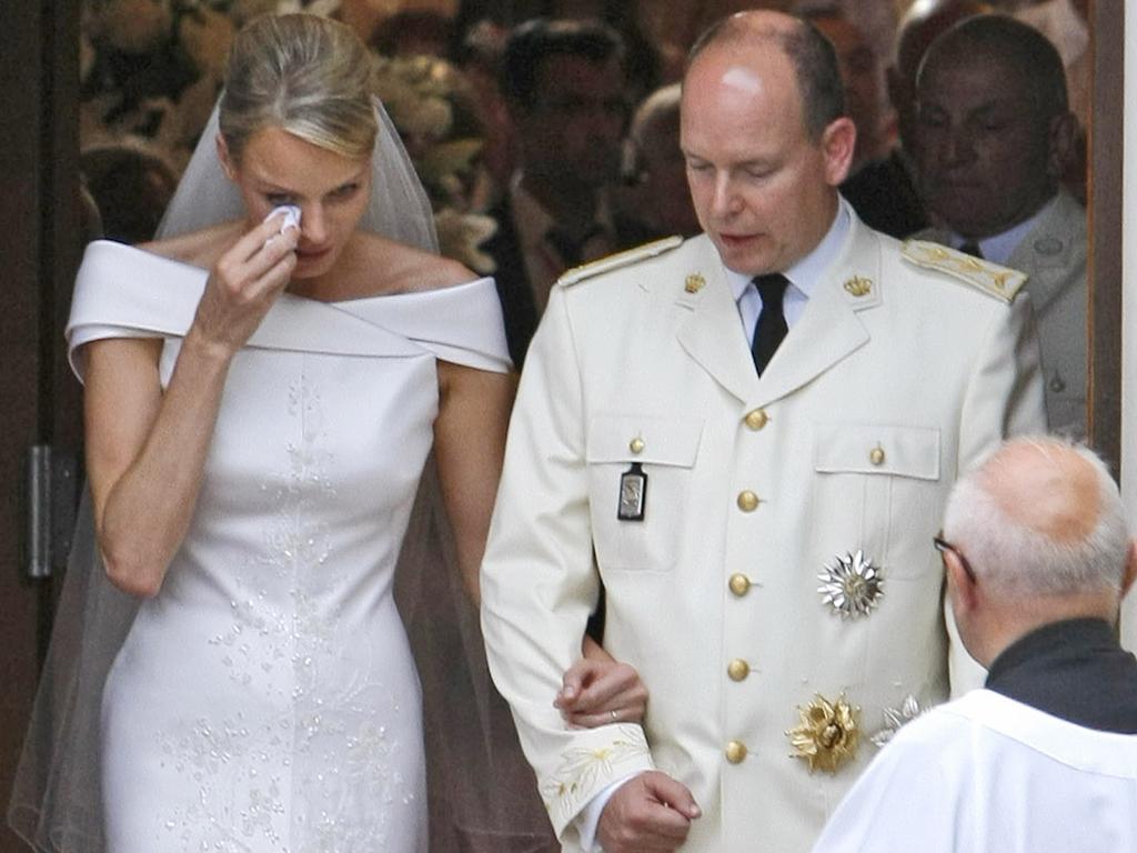 Princess Charlene was seen crying during their wedding ceremony in the Main Courtyard of the Prince's Palace in Monaco in 2011.