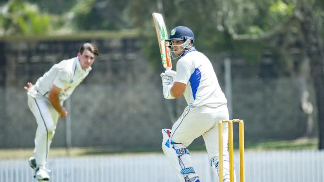 Lloyd Aspin from Sandgate-Redcliffe in the Premier Cricket game against Ipswich/Logan at Trevor Hohns Oval, Deagon, Saturday, November 9, 2019 (AAP Image/Richard Walker)