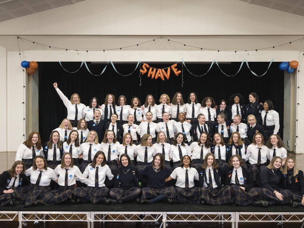 The Fairholme College Year 12 cohort has raised nearly $70,000 with their Shave for a Cure 2023 campaign. Picture: Kevin Farmer