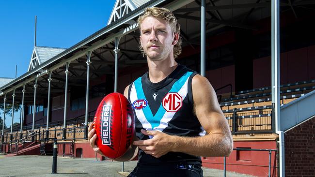 Jason Horne-Francis poses at Alberton Oval Wednesday,March,6,2024.Picture Mark Brake