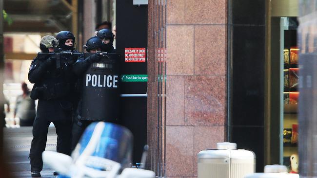 heavily armed police during the Lindt Siege. Picture: Toby Zerna