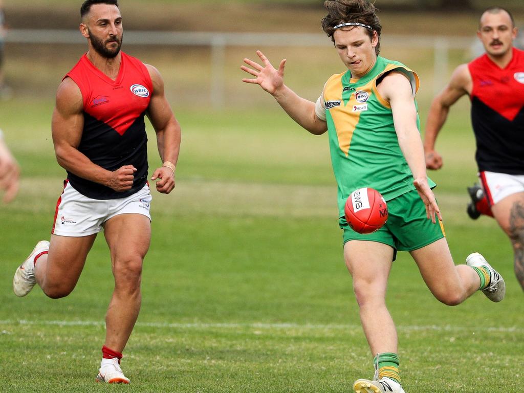 Jordan Boyd in action for Spotswood in the WRFL. Picture: Local Legends Photography