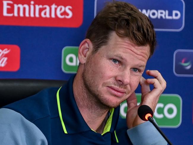 Australia's captain Steve Smith attends a press conference at the Gaddafi Stadium in Lahore on February 21, 2025, on the eve of the ICC Champions Trophy one-day international (ODI) cricket match between England and Australia. (Photo by Aamir QURESHI / AFP)