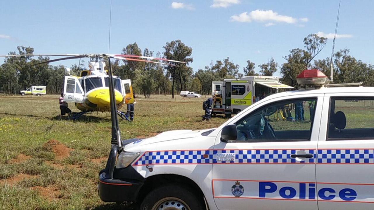 A 13-year-old child has died following a motorbike crash north of Glenmorgan. Pic: RACQ LifeFlight