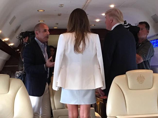 Matt Lauer interviewing Donald and Melania Trump during the 2016 presidential campaign. Picture: Twitter/Donald J. Trump Jr