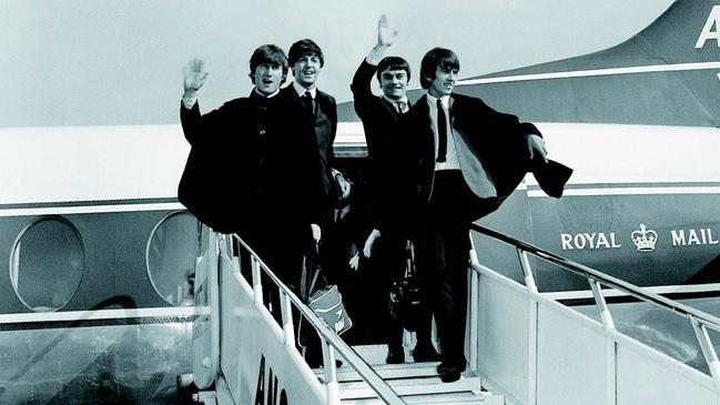 The Beatles arrive in Adelaide during their Australian tour in 1964 – John Lennon, Paul McCartney, Jimmy Nicol and George Harrison.