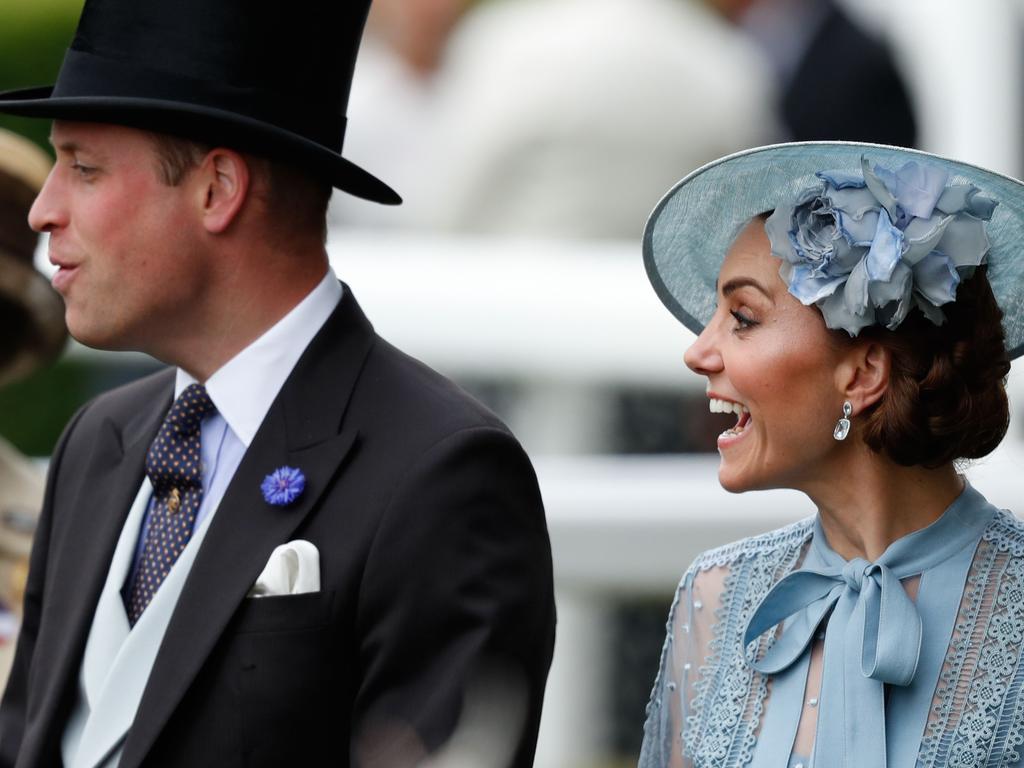 The Duke and Duchess of Cambridge were in high spirits at one of the biggest days on the horse racing calendar. Picture: Adrian Dennis / AFP