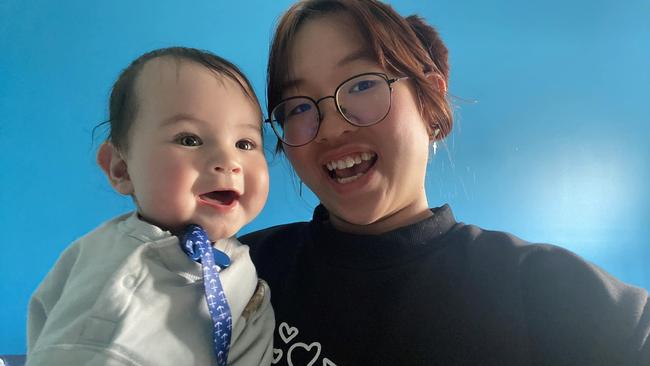 Melanie Nguyen with her baby Ronan Davies. Picture: Facebook