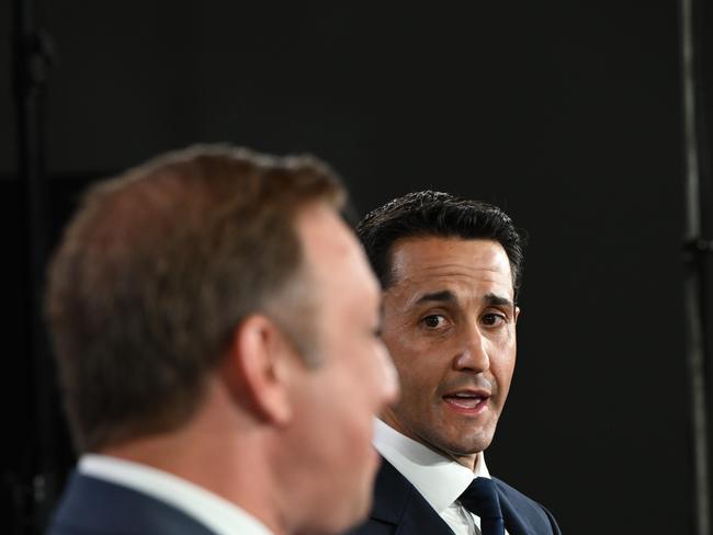 22/10/2024:  QLD Premier Steven Miles and LNP leader David Crisafulli during the Sky News and The Courier Mail  PeopleÃ¢â¬â¢s Forum at Suncorp Stadium, Brisbane. pic: Lyndon Mechielsen/Courier Mail