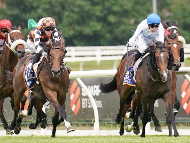 Invincible Woman ridden by Damian Lane wins the Magic Millions VIC 2YO Classic at Caulfield Heath Racecourse on December 14, 2024 in Caulfield, Australia. (Photo by Scott Barbour/Racing Photos via Getty Images)