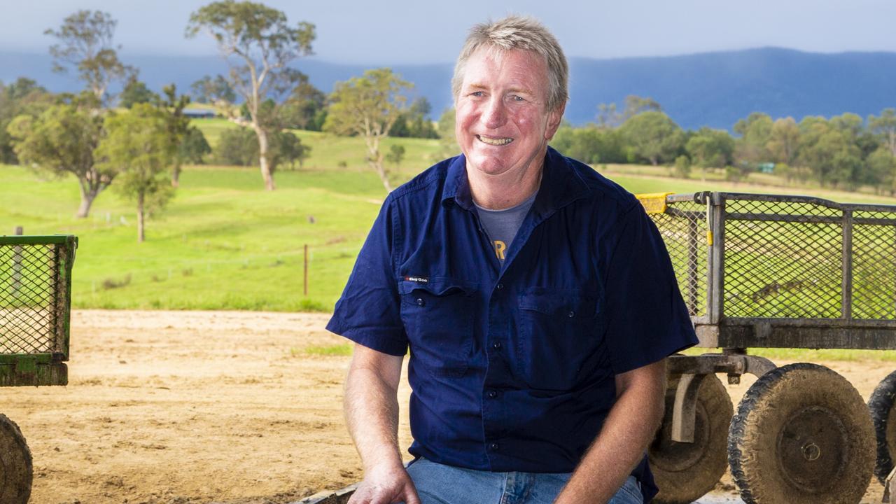 Bega Cheese executive chairman Barry Irvin on his Bega Valley dairy farm. Picture: Robert Hayson