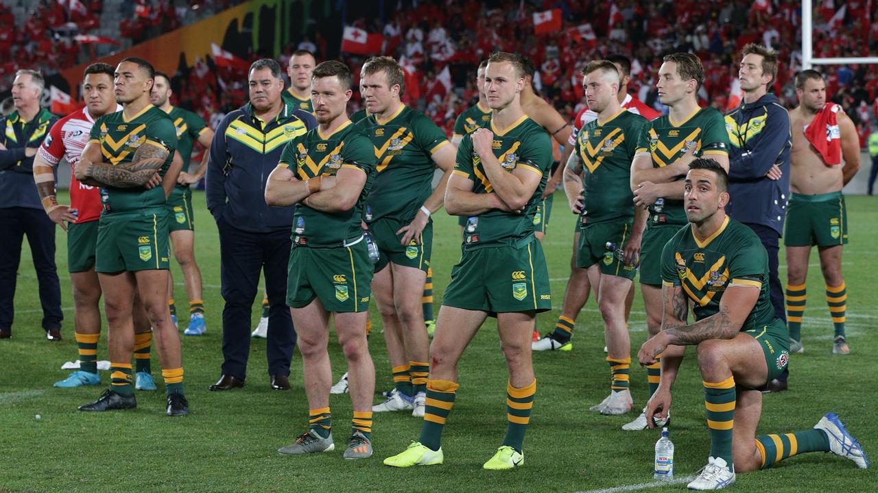 Just five of the 2019 Kangaroos can be considered ‘safe’ selections in Mal Meninga’s next squad. Picture: AAP Image/David Rowland