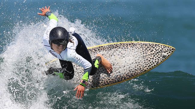 Eleven year-old Sabre Norris surfing at Cronulla on Friday.