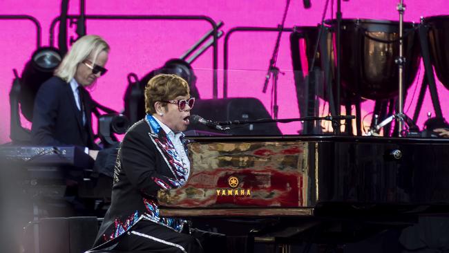 Elton John delivers a rock’n’roll masterclass for 150 minutes. Picture: Getty.