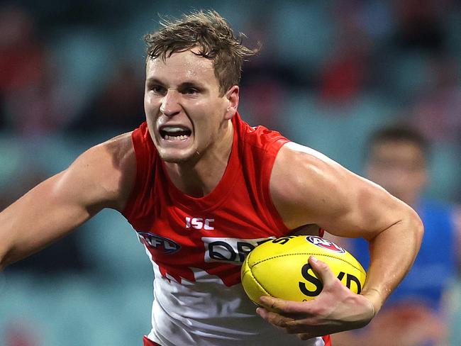 Sydney's Jordan Dawson during the AFL match between the Sydney Swans and Gold Coast Suns at the SCG. Picture. Phil Hillyard