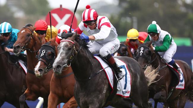 Kerrin McEvoy hands over the reins on Celestial Legend to Tyler Schiller in the Doncaster Mile. Picture: Jeremy Ng/Getty Images