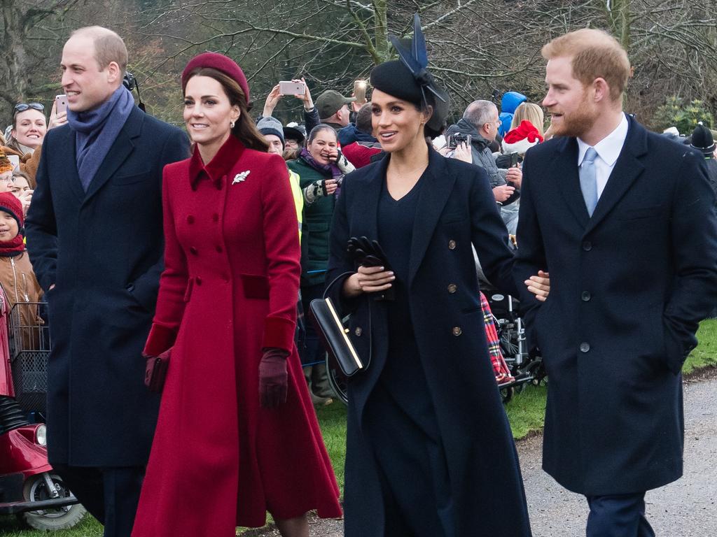 Prince William and Prince Harry with their wives. Picture: Samir Hussein/WireImage