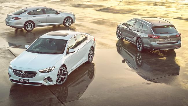 The 2018 Holden Commodore range is available in sedan, wagon or high-riding wagon form. Picture: Supplied.