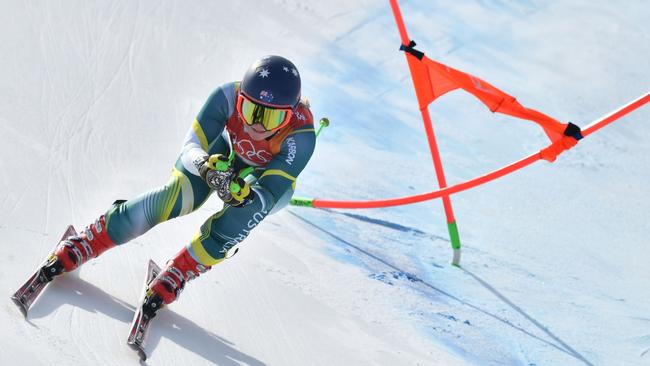 Australia's Greta Small competes in the women's downhill. Photo: AFP