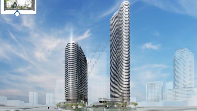 An artist impression of the Ralan Group’s proposed Sapphire supertower development.