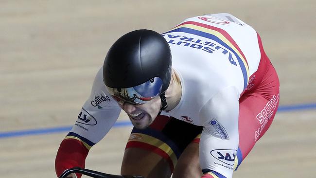 CYCLING – Track Down Under at the Adelaide Super-Drome, Gepps Cross. Matt Glaetzer racing in a Mixed Team Sprint challenge Picture SARAH REED