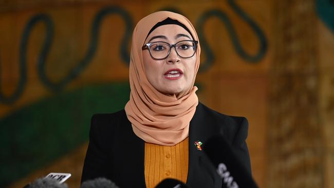 Senator Fatima Payman announces her decision to quit the ALP while question time was underway. Picture: NewsWire/ Martin Ollman