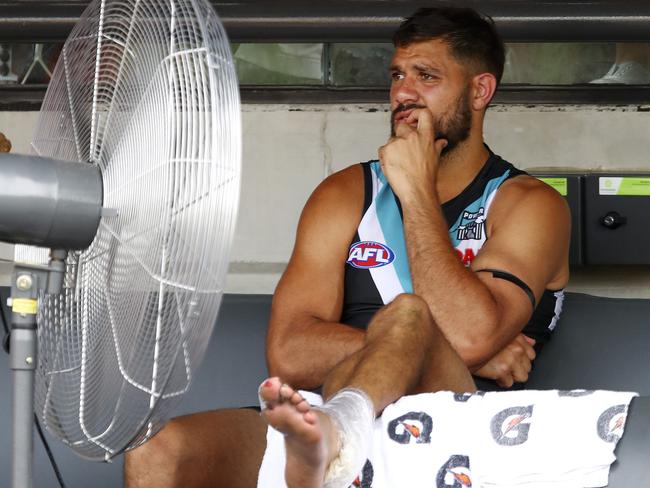 24/03/12 - AFL - Round 1 - Port Adelaide v Fremantle at Adelaide Oval. Paddy Ryder on the bench.  Picture Sarah Reed