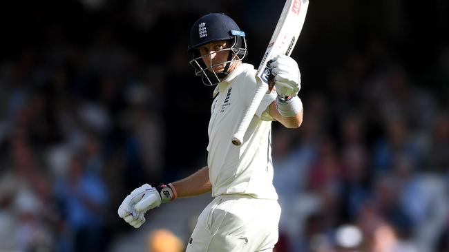 England captain Joe Root salutes the crowd after reaching his half-century. Picture: Getty Images