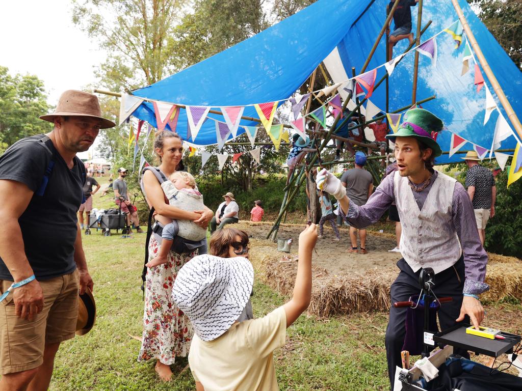 Colourful crowds on day one of the Woodford Folk Festival. Picture: Lachie Millard