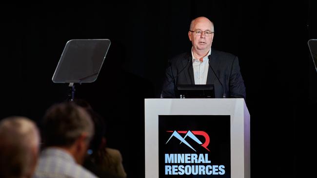 Mineral Resources chairman James McClements addresses shareholders. Picture: Courtney McAllister