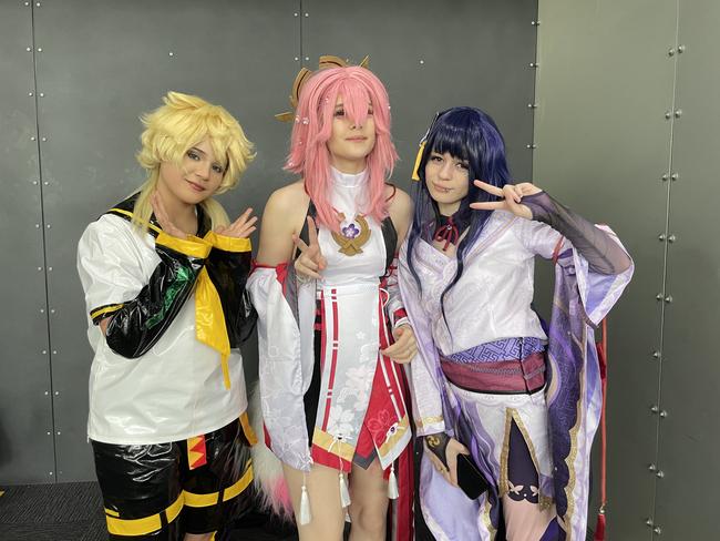 Charlie, Tayisha and Benny at the 2024 PAX Aus Convention at the Melbourne Convention and Exhibition Centre. Picture: Himangi Singh