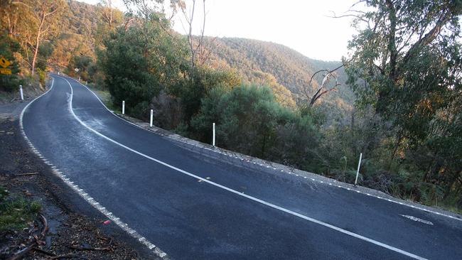 It was on Heidelberg-Kinglake Rd where a cyclist wobbled and came off her bike in front of me. Picture: Yuri Kouzmin