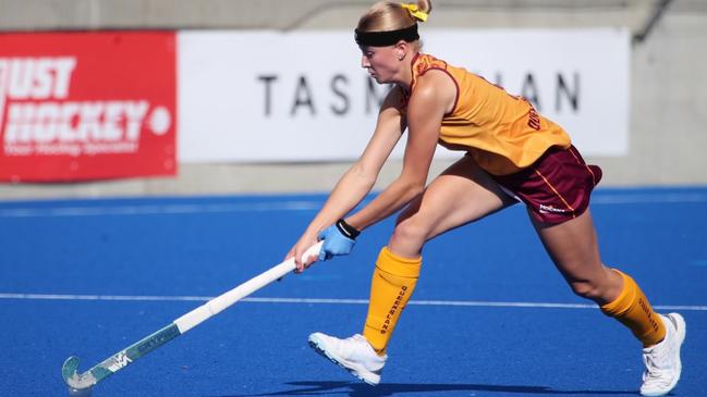 Gold Coast talent Aurora Kovacevich in action on the hockey field. Picture: Supplied.