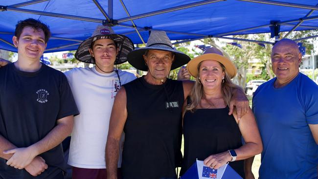 Reon Forthington, Beau Allsworth, Richard Pearson, Donna Burdon and Brian Allsworth at the Noosa Australia Day Festival at Lions Park Gympie Terrace, Noosaville on January 26, 2023. Picture: Katrina Lezaic