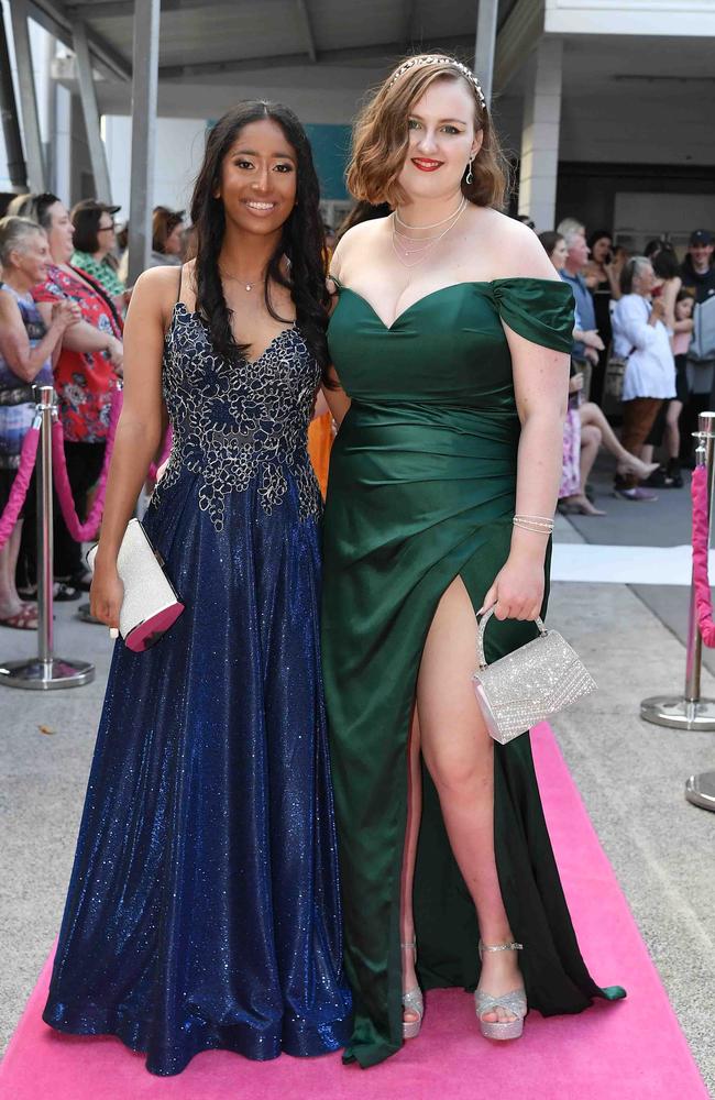 Sherrin John and Charlize McColloch at Meridan State College formal. Picture: Patrick Woods.