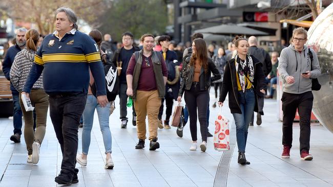 A bustling Rundle Mall. Picture: Naomi Jellicoe