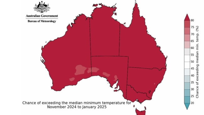 Australia is expecting especially hot nights this summer. Picture BOM