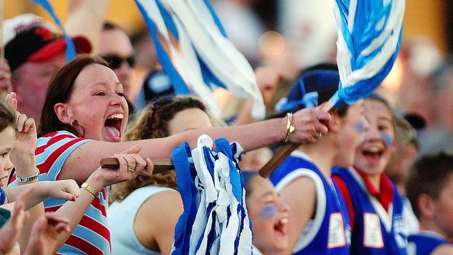 ‘Roos fans at the 2002 grand final. Picture: Supplied.