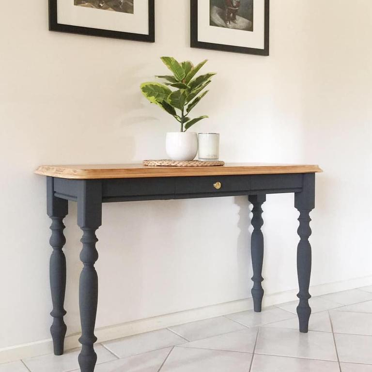 By the next day she transformed it into an elegant and expensive looking hallway table. Picture: BunningsMumsAustralia